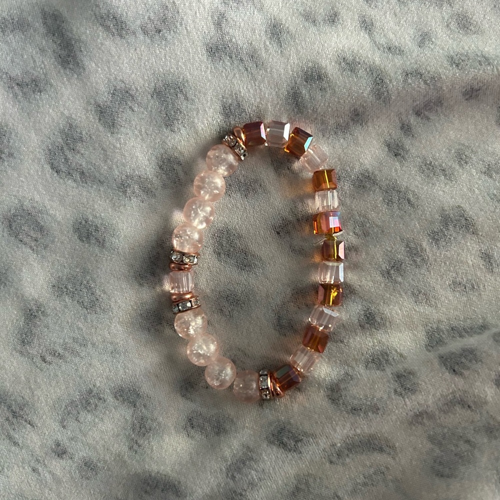 Elegant Pink and Gold Beaded Bracelet. $20 each
